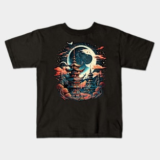 Japanese Temple Tokyo  Asian Inspired Retro Japan Kids T-Shirt